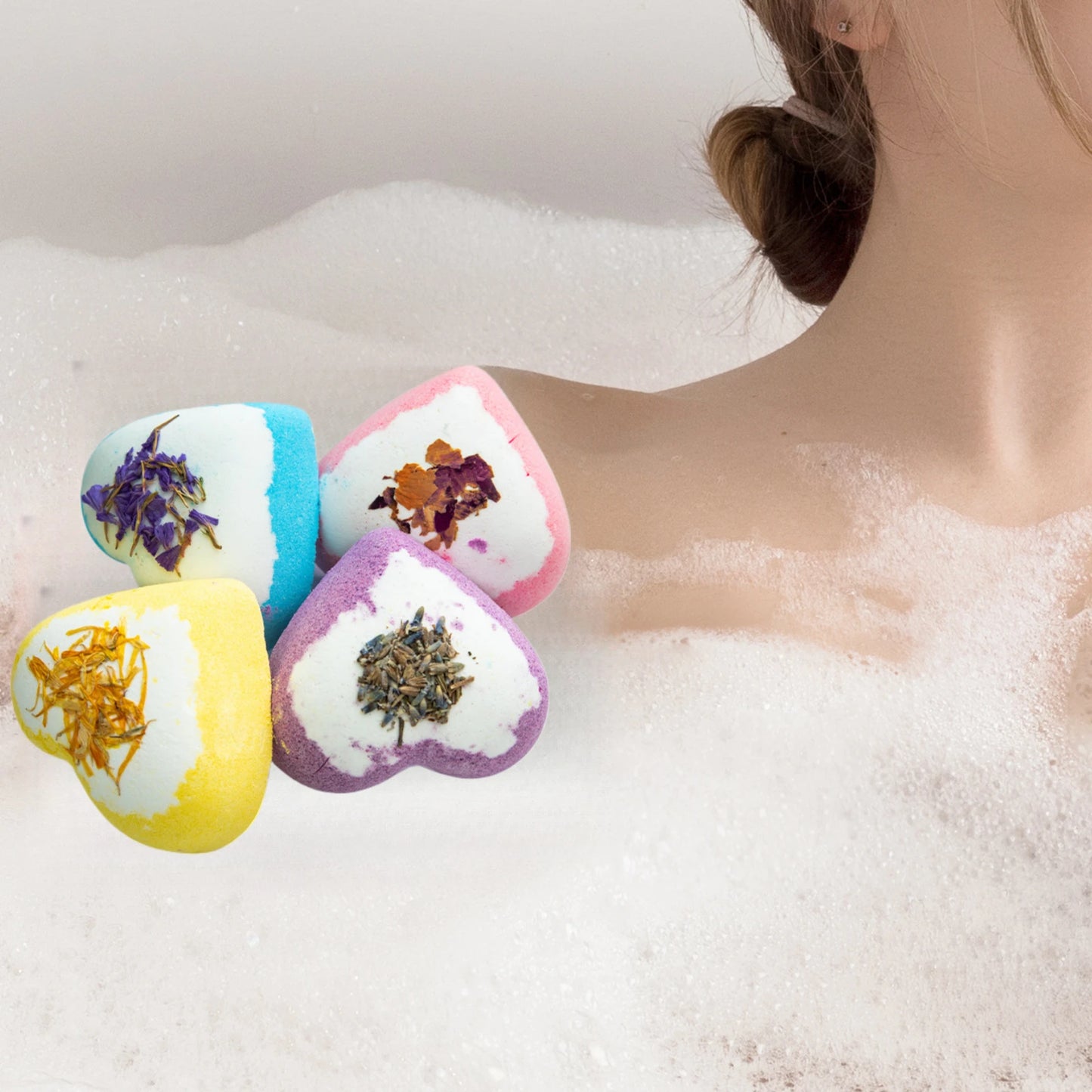 Set Cadeau 4 Bombes de Bain aux Fleurs Séchées